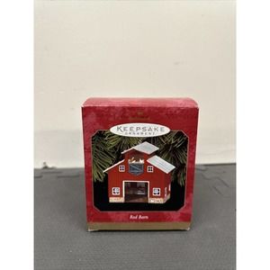 Hallmark RED BARN Keepsake Christmas Ornament Pressed Tin 1999 Item QX6947 FS